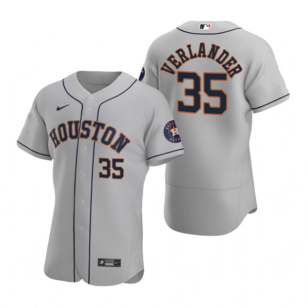 Men's Houston Astros #35 Justin Verlander Gray Flex Base Stitched Jersey